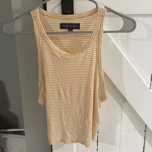 Yellow and white striped Aeropostale tank top